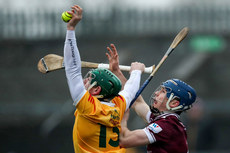 Conor Gaffney challenges Conal Cunning for a high ball 9/3/2024