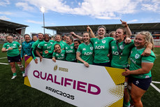 The Ireland team celebrate qualifying for the 2025 Women’s Rugby World Cup 27/4/2024