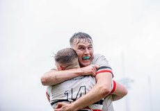 David McPolin is congratulated by Daniel Squires after scoring a try 28/4/2024