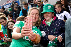 Edel McMahon takes a selfie with a fan after the game 27/4/2024