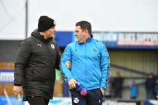Jim Magilton and Dean Smith before the game 16/3/2024