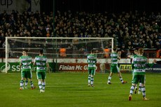 Shamrock Rovers players applaud their fans after the game 22/4/2024