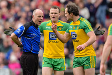 Michael Murphy argues with Cormac Reilly after the award of a penalty 2/4/2017