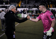 Keith Long and goalkeeper Sam Sargeant after the game 15/3/2024