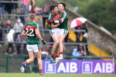 Liam Hughes, Cathal Horan and Ross Egan celebrate at the final whistle 17/6/2018