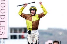 Paul Townend onboard Galopin Des Champs celebrates winning 15/3/2024