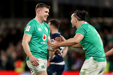 Garry Ringrose celebrates after the final whistle with James Lowe 16/3/2024