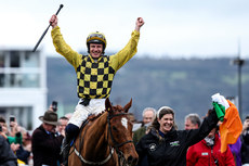 Paul Townend and Rachael Robbins celebrate after winning with State Man 12/3/2024