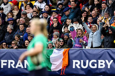 Retired Ireland players celebrate Aoife Wafer’s try in the crowd 23/3/2024