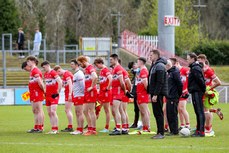 Derry players during the minutes silence before the game 24/3/2024