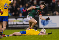 Sean McDermott lies injured after being tackled by Fergal Boland 25/2/2017
