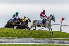A general view as the runners and riders cross Ruby’s Double during The Mongey Communications La Touche Cup Cross Country Steeplechase 2/5/2024