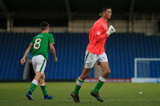 Oisin McEntee goes in goal after Jimmy Corcoran was sent off 14/5/2018