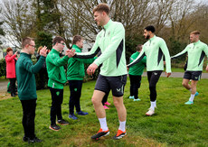 Nathan Collins meets players from the Ireland Down Syndrome futsal team 19/3/2024