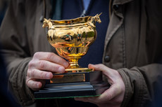 Willie Mullins holds the trophy 19/3/2024
