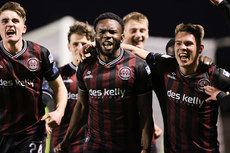 James Akintunde celebrates after scoring his side's first goal of the match 15/4/2024