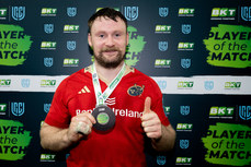 Seán O’Brien is awarded the BKT player of the match  22/3/2024