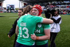 Eve Higgins celebrates after the game with Aoife Wafer 27/4/2024