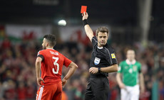 Neil Taylor is sent off Referee Nicola Rizzoli 24/3/2017