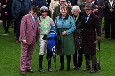 Rich Ricci, Paul Townend, Susannah Ricci, Jackie Mullins and Willie Mullins celebrate winning with Gaelic Warrior  12/3/2024