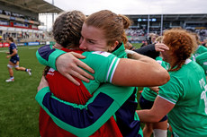 Fiona Tuite celebrates after the game with Ruth Campbell 27/4/2024
