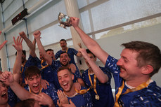 St Vincents players celebrate with the cup 4/5/2024