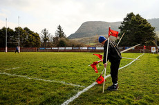 Jim Gavin sets up the pitch flags ahead of the game 9/3/2024