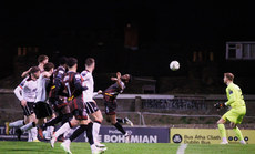 James Akintunde heads in to score his side’s first goal of the game 15/4/2024