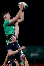 Evan O’Connell competes at the lineout with Ruaraidh Hart 15/3/2024