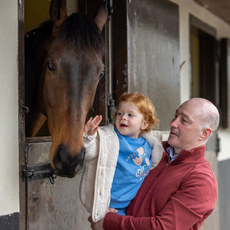 David Casey and daughter Grace meet Chartopper at a celebration of the champion trainers 9 winners at Cheltenham 19/3/2024