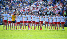 Tyrone players stand for the national anthem 21/4/2024