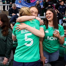Sam Monaghan celebrates with her sisters after the game 27/4/2024