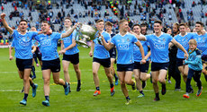 Niall Scully, Cormac Costello, Brian Fenton, Con O'Callaghan, Paul Mannion, Paddy Andrews and Diarmuid Connolly celebrate 17/9/2017