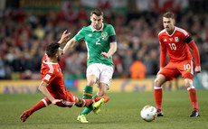 Seamus Coleman is tackled by Neil Taylor 24/3/2017