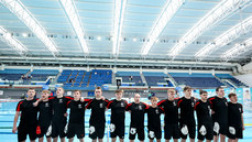 The Wales team stand for the national anthem 21/5/2023 
