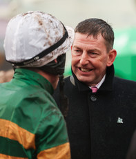 Derek O’Connor celebrates victory with trainer Gavin Cromwell 14/3/2024