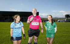 Colm O'Mochai with Niamh Gleeson and Ann Kennedy at the coin toss 23/3/2024