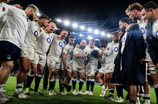 Joe Marler talks to the team in a huddle after the game 9/3/2024
