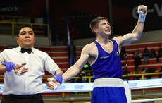 Jude Gallagher celebrates beating Shukur Ovezov to qualify for the 2024 Olympic Games in Paris 11/3/2024