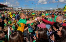 Oisin Gallen surrounded by fans at the end of the game 28/4/2024