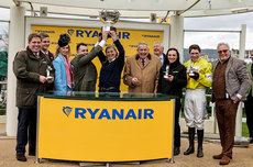 Winning connections celebrate with the trophy after winning with Protektorat 14/3/2024