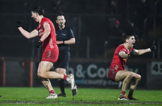 Joe Oguz celebrates after he scores a late point for Tyrone 16/3/2024