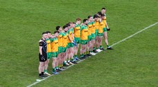 The Donegal team during the national anthem 28/4/2024