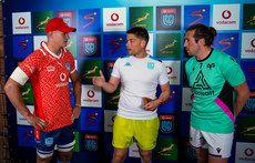Elrigh Louw with Chris Busby and Justin Tipuric at the coin toss 27/4/2024