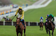 Paul Townend onboard State Man celebrates as he crosses the line to win 12/3/2024