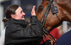 Emilie Seigle with winning horse Absurde after the race 15/3/2024