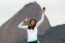 Annalise Murphy celebrates receiving her silver medal 16/8/2016