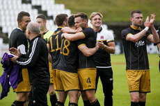 Dundalk players celebrate their progression to the next round 20/7/2016
