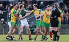 Mayo and Donegal players scuffle during the game 25/3/2018