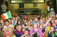 A general view of fans attending the homecoming at Cork Airport 28/8/2016